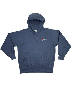 Pepsi Hoodie Mens Large L Navy Blue Pullover Sweatshirt WearGuard Embroidered